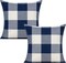 Outdoor Blue Throw Pillow Covers 18x18 Set of 2 Buffalo Plaids Check Summer Front Porch Decorative Gingham Cushion Cases Home Decor Farmhouse for Patio Furniture Couch Bed Sofa,Navy Blue White